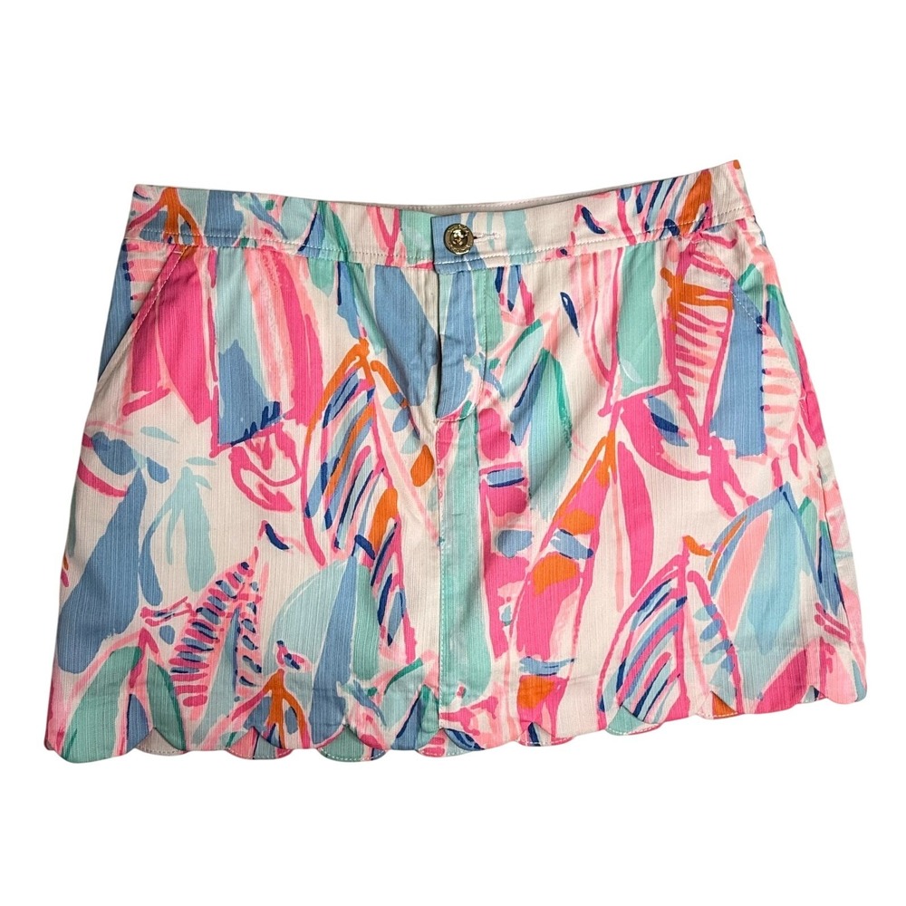 Lilly Pulitzer Skirt Colette Skort 8 Scalloped Hem‎ Mermaids Cove Shorts EUC